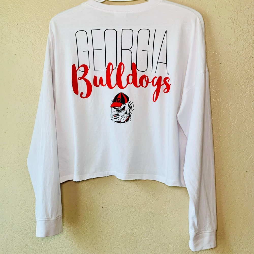 Georgia Bulldogs Football Rivalry Threads Graphic Long Sleeve Crop Top Size M